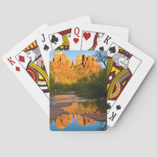 USA, Arizona. Cathedral Rock At Sunset Playing Cards
