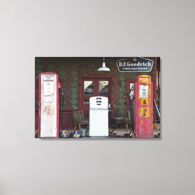 USA, Arizona. Chloride Ghost Town, old gas Canvas Print (Front)