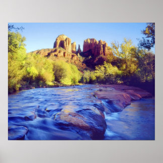 USA, Arizona, Sedona. Cathedral Rock reflecting 2 Poster