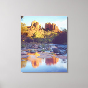 USA, Arizona, Sedona. Cathedral Rock reflecting Canvas Print