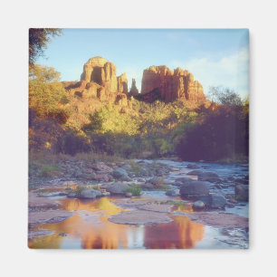 USA, Arizona, Sedona. Cathedral Rock reflecting Magnet