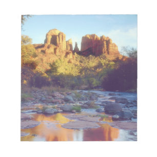 USA, Arizona, Sedona. Cathedral Rock reflecting Notepad