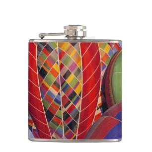 USA, Arizona, Val Vista. Colourful hot-air Hip Flask