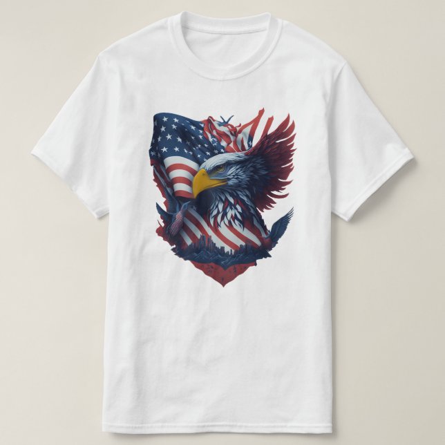 USA Art Eagle Freedom Patriotism Red White Blue T-Shirt (Design Front)