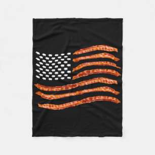 Usa Bacon Flag Cute Us Dried Pigs Funny 4th Of Jul Fleece Blanket