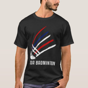 Usa Badminton Shuttle Red White Blue T-Shirt