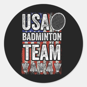Usa Badminton Team American Flag Funny Badminton F Classic Round Sticker