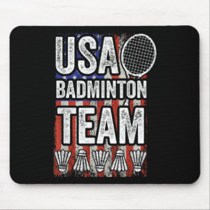 Usa Badminton Team American Flag Funny Badminton F Mouse Pad