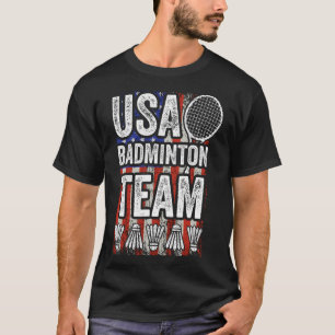 Usa Badminton Team American Flag Funny Badminton F T-Shirt