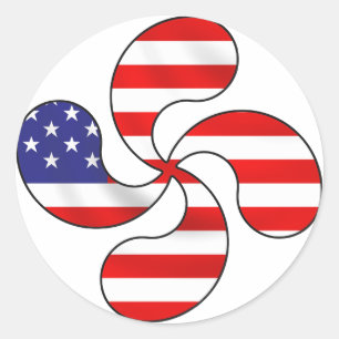 usa basque cross classic round sticker