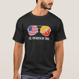 Usa Bhutan Flag Sunglasses Bhutanese Americans T-Shirt