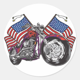 USA Biker Classic Round Sticker
