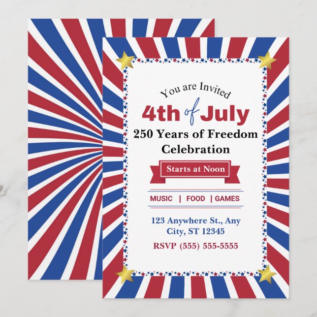 USA Birthday Party Invitation (Front/Back)