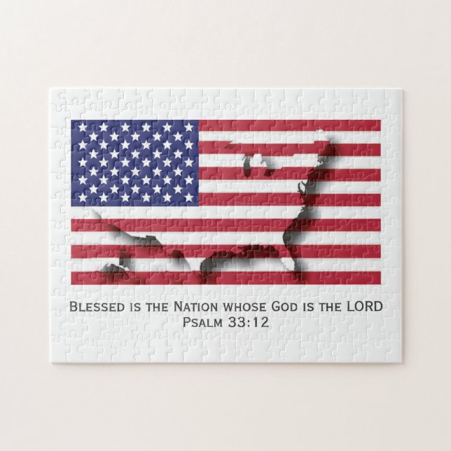 USA | Blessed Nation | AMERICAN FLAG Jigsaw Puzzle (Horizontal)