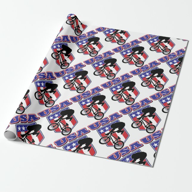 USA-BMX Biker Wrapping Paper (Unrolled)
