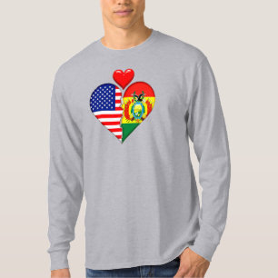 USA Bolivia Heart flags Hispanic Heritages  T-Shirt