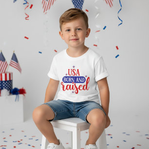 USA Born and Raised 4th July T-Shirt for Kids