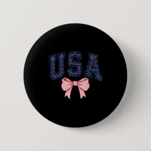 Usa Bow  6 Cm Round Badge