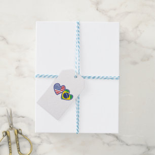 USA Brazil love hearts Gift Tags