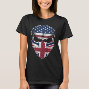 USA Britain Roots British American Flag Skull Rag T-Shirt