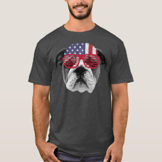 USA Bull dog America Bandanna And Sunglasses 4th O T-Shirt