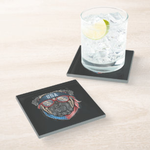 USA Bulldog Glass Coaster
