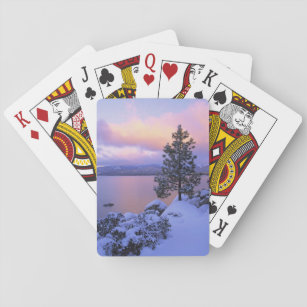 USA, California. A winter day at Lake Tahoe. Playing Cards