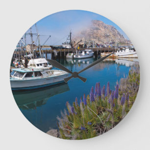 USA, California. Docked Boats At Morro Bay Large Clock