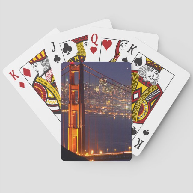 USA, California. Golden Gate Bridge At Night Playing Cards (Back)