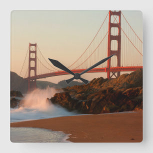 USA, California. Golden Gate Bridge View Square Wall Clock