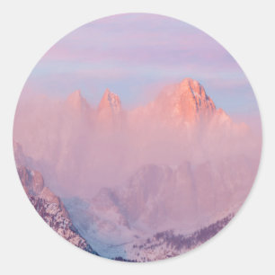 USA, California, Lone Pine. Sunrise Classic Round Sticker