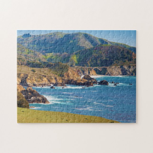 USA, California. Panorama Of Big Sur With Bixby Jigsaw Puzzle (Horizontal)