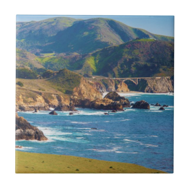 USA, California. Panorama Of Big Sur With Bixby Tile (Front)