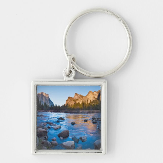 USA, California. Rocky Reflections In Merced Key Ring (Front)