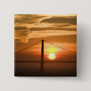 USA. California. San Francisco. Sun setting 15 Cm Square Badge