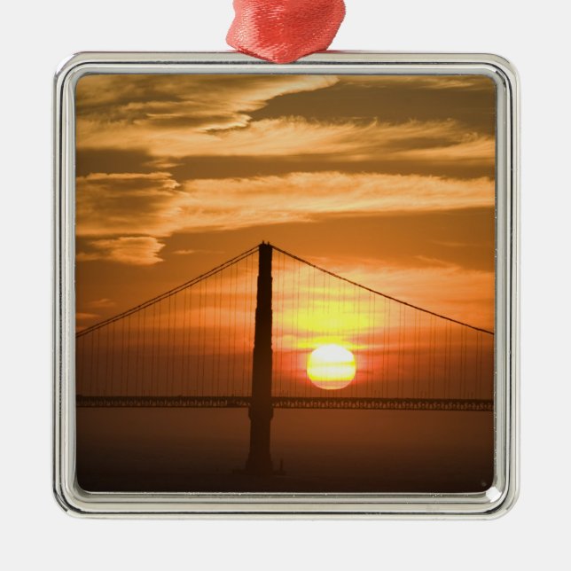 USA. California. San Francisco. Sun setting Metal Tree Decoration (Front)