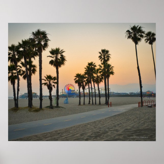 USA, California, Santa Monica Pier at sunset Poster (Front)