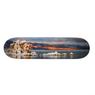 USA, California, Sunrise at Mono Lake Skateboard