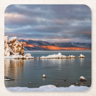 USA, California, Sunrise at Mono Lake Square Paper Coaster