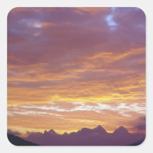 USA, California, Sunset over the Sierra Nevada Square Sticker