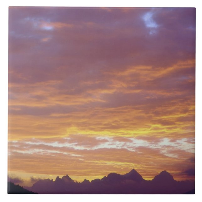 USA, California, Sunset over the Sierra Nevada Tile (Front)