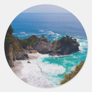 USA, California. View Of Mcway Falls Classic Round Sticker