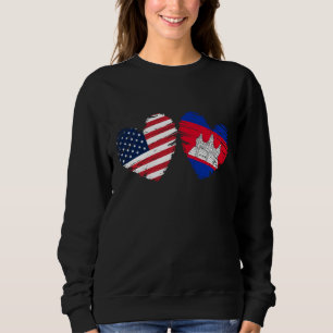 Usa Cambodia Flag Heart Valentines Day Cambodian A Sweatshirt