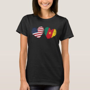 USA Cameroon Flag Heart Valentines Day Cameroonian T-Shirt