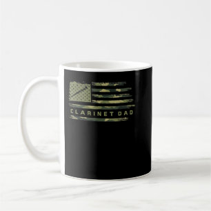 USA Camo Flag Clarinet Dad Clarinetist Silhouett Coffee Mug
