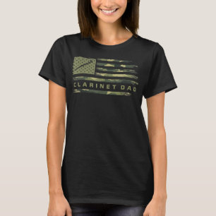 USA Camo Flag Clarinet Dad Clarinetist Silhouett T-Shirt
