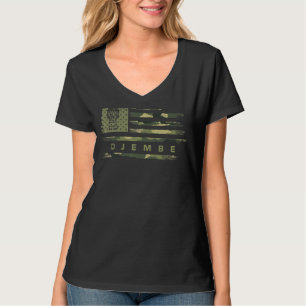 Usa Camo Flag Djembe Drum Musician Drummer Silhoue T-Shirt