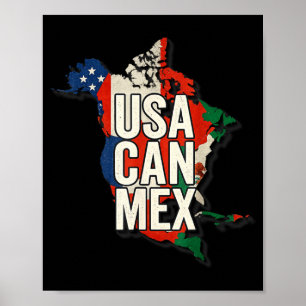 Usa Can Mex Soccer North America Football Fan  Poster