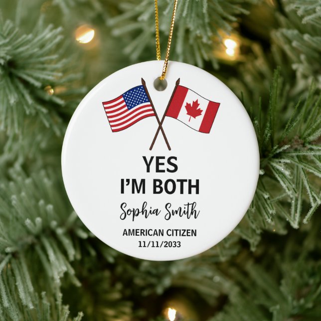 USA Canada Dual Citizenship Custom Ceramic Tree Decoration (Tree)