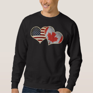 Usa Canada Flag Heart Pride Vacation Travel Canadi Sweatshirt